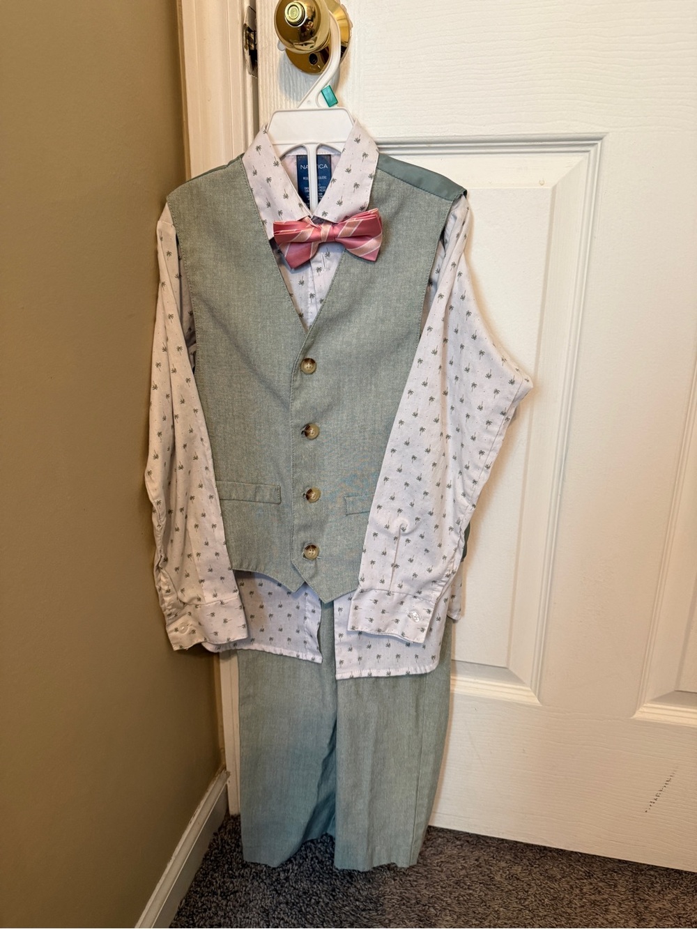 Boys size 7 Nautica sage green formal suit